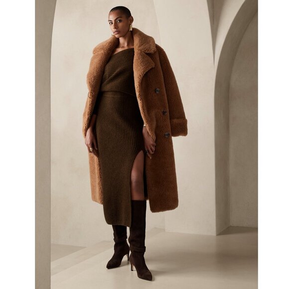 Excellent Banana Republic Sweater Dress Dark Brown Ribbed Sweater Maxi Dress XS - Picture 2 of 7